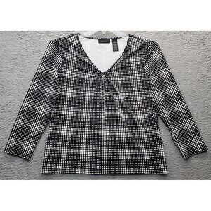 Apostrophe Blouse‎ Top Womens Large Multi Polka Dot Stretch Long Sleeve Pullover